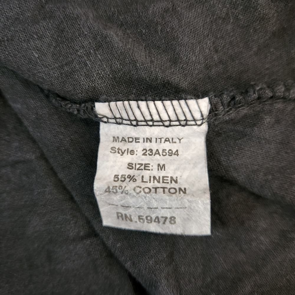 Francesca Bettini Black M Linen Cotton Tie Back Strappy Midi Dress Pockets Italy - Picture 9 of 12